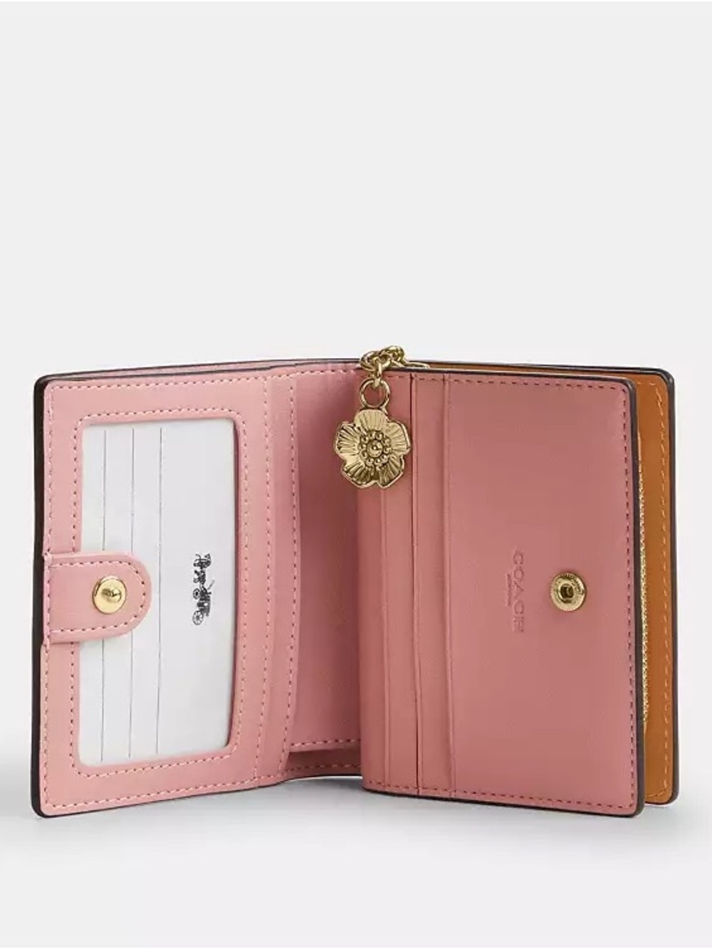 Coach Light Pink Signature Small Wallet with Gold Charm - Picture 4 of 4